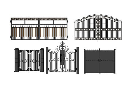 European-style gate outdoor wrought iron gate 3d model