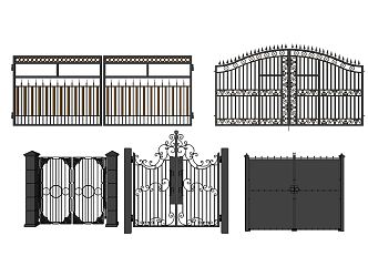 European-style gate outdoor wrought iron gate 3d model