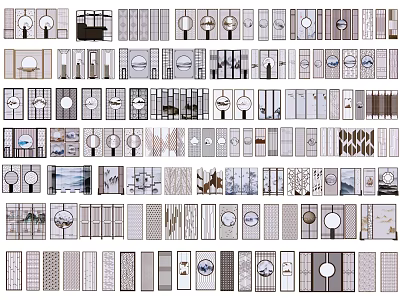 Modern Room Divider Screens With Various Geometric Patterns Circular Elements And Linear Details 3d model
