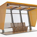 Modern Bus Stop Design With Yellow Roof Metal Frame And Wooden Seats