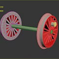 Red Wheel Fitness Equipment With Metal Shaft Silver Frame And Radial Design