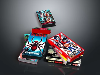 Stacked Colorful Comic Books With Spider Man And Superhero Covers 3d model