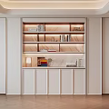 Modern Bookcase Design With White Open Shelves Books Decorations And Table Lamp