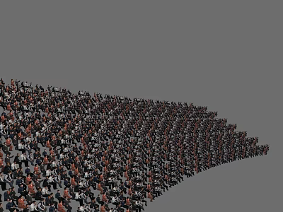Large Crowd of People Gathered in Curved Formation at Outdoor Event Venue 3d model