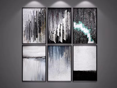 Modern Abstract Paintings With Vertical Lines Textured Surfaces And Neutral Tones For Wall Decor 3d model