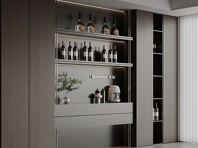 Modern Sleek Wine Cabinet With Built In LED Lights For Elegant Home Wine Storage 3d model