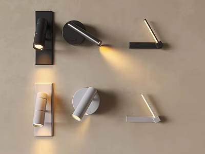 Modern Wall Mounted Lamps in Black and White with Sleek Design and Warm Light 3d model