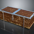 Vintage Wooden Storage Trunk With Metal Straps And Lock Closure For Home Organizing