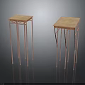 Modern Side Tables with Slim Metal Legs and Light Colored Tabletop