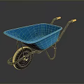 Durable Blue Plastic Wheelbarrow With Black Wheel And Orange Handles