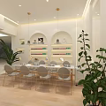 Modern Nail Salon Interior In Mall With Tables Chairs And Nail Polish Shelves