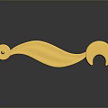 Shiny Golden Curved Decorative Object With Crescent End And Pin Base