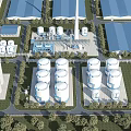 Industrial Plant With Large Storage Tanks Factory Buildings And Green Surroundings Layout