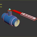 Blue Industrial Ball Valve With Red Handle And Metal Body Structure