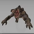 Hero Confronting Fantasy Monster With Open Mouth Sharp Teeth And Claws 3d model