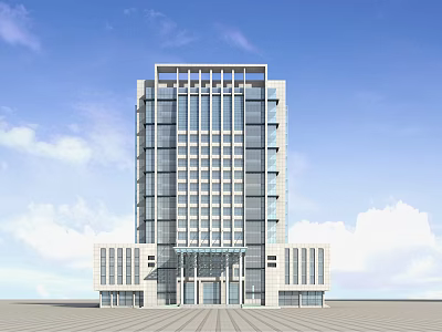 Modern Office Building With Glass Curtain Walls High Rise Structure And Sleek Design 3d model