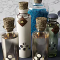 Stylish Bathroom Accessories with Essential Oil Bottles Candle Flowers and Stone