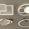 Contemporary Ceiling Lights With Circular Square And Ring Shaped Sleek White Design 3d model