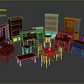 Vintage Wooden Furniture Collection With Bookcases Desks Tables Chairs And Cabinets