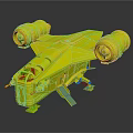 Detailed Futuristic Metallic Spaceship With Twin Engines Streamlined Design And Cockpit