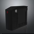 Sleek Gray Electronic Device Enclosure With Red Logo And Ventilation Holes