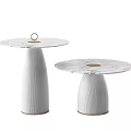 Two Modern Coffee Tables With Marble Top And Textured Cylindrical Base 3d model