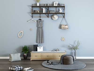 Modern Wall Storage Rack Coat Rack Wall Decoration model