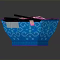 Pixel Art Ramen Bowl With Pink Ingredients Tofu Vegetables And Chopsticks