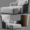 Modern Single Sofa Collection With Light Gray Brown Fabric And Comfortable Pillow 3d model