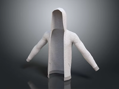 White Hooded Cardigan with Open Front and Long Sleeves for Casual Daily Wear 3d model