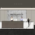 Company Front Desk Background Wall Reception Area Bar Desk Reception Desk Lobby Simple Lobby 3d model