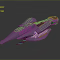 Futuristic Purple Spaceship Model With Sleek Design And Glowing Accents