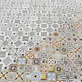 Modern Floor Tile Tile Hand-turned Tile Mosaic Middle Ancient Tile 3d model