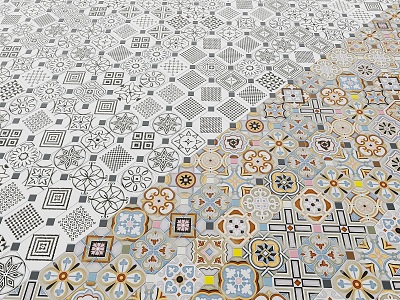 Modern Floor Tile Hand-turned Tile Mosaic Middle Ancient Tile 3d model