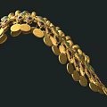 Ornate Gold Necklace With Emerald and Amethyst Stones and Round Pendants Design