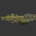 Golden Futuristic Warship With Detailed Structures And Sci Fi Design Features
