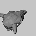 Detailed White Cow Skull With Curved Horns On Dark Background