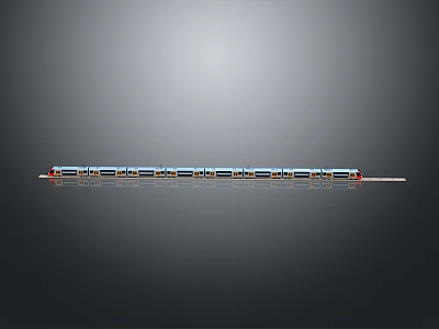 Detailed Colorful Model Train With Multiple Carriages On Gray Background Track 3d model