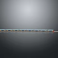 Detailed Colorful Model Train With Multiple Carriages On Gray Background Track