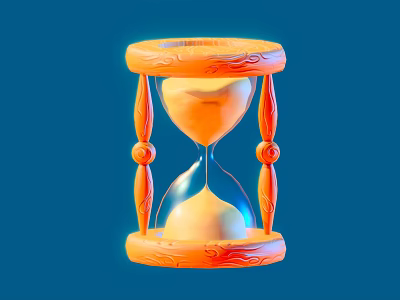 Orange Carved Decorative Hourglass With Intricate Frame Flowing Sand And Glass Container 3d model