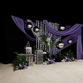 756 MM purple niche cloth curtain wedding sketch master 3d model