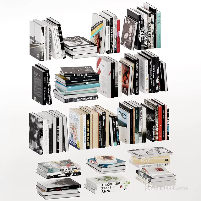 Assorted Books And Magazines Stacked With Colorful Covers Various Genres And Sizes 3d model 