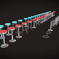 Red Blue White Bar Stools With Metal Base For Kitchen Counter