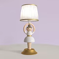 Cute Table Lamp With Human Shaped Base White Lampshade And Gold Trim For Kids Room