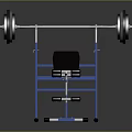 Sturdy Home Gym Weight Bench With Blue Frame Black Pad And Barbell