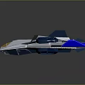 Futuristic Blue And White Sci Fi Spaceship With Geometric Design Cockpit And Engine Thrusters