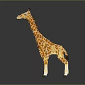 Giraffe Doll Made of Building Blocks with Yellow Brown Spots White Legs on Granular Base