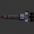 Space Exploration Rocket 3D Model With Flames During Launch Mission