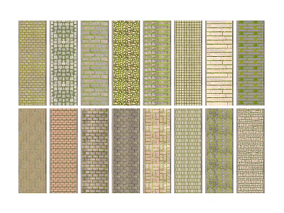 Garden Ornaments With Various Decorative Texture Patterns And Natural Colors 3d model