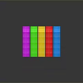Colorful Step Shaped Objects in Pink Green Yellow Red Blue Colors on Dark Background
